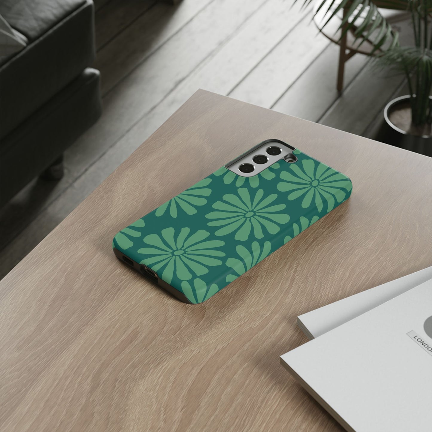 Stylish iPhone Case, Floral Phone Cover, Tough Phone Cases, Green Daisy Design, Unique Gift for Her, Spring Accessories