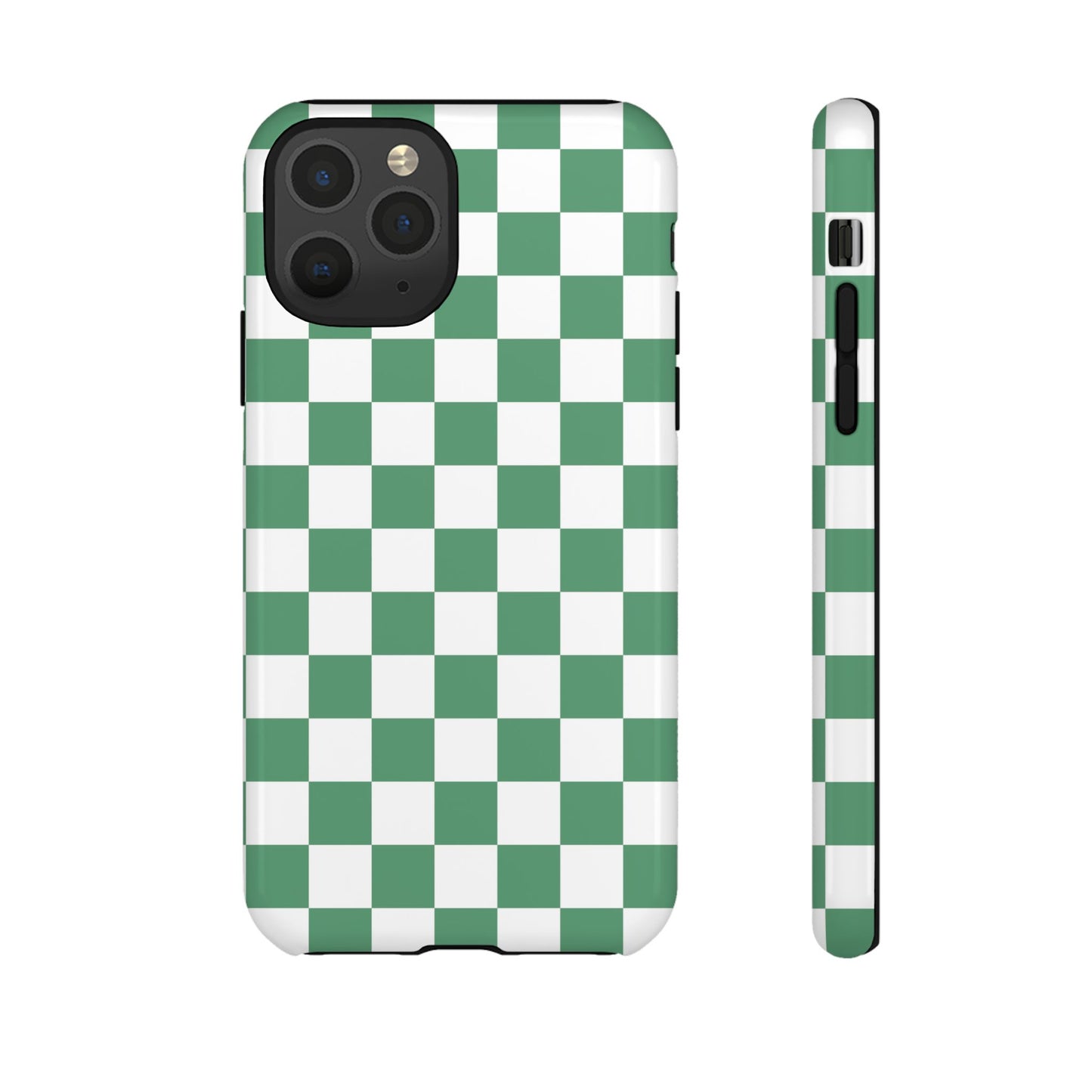 Stylish Phone Case - Green Checker Print, Trendy Phone Cover, Unique Gift, Modern Accessories, Eco-Friendly Case