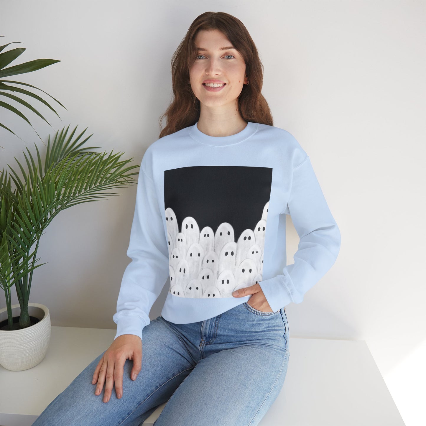 Painted Ghosts Crewneck | Cozy Sweatshirt, Perfect for Halloween, Fall, and Spooky Season