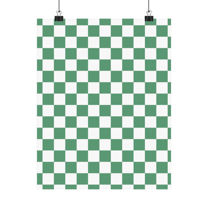 Green Checkerboard Matte Vertical Posters | Home Decor, Wall Art, Living Room Accent, Patterned Prints, Gift for Art Lovers