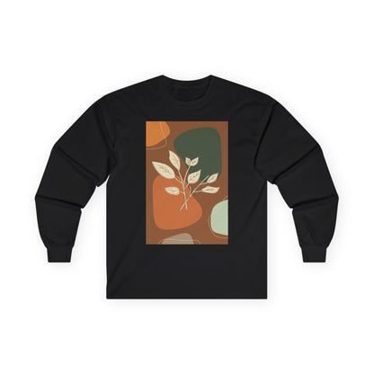 Stylish Long Sleeve Tee with Leaf Design, Cozy Everyday Shirt, Fashionable Top, Perfect Gift for Nature Lovers, Unisex Casual Wear