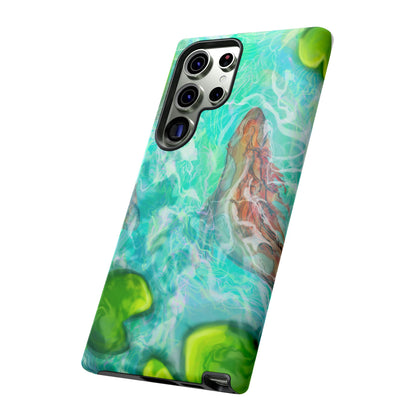 Watercolor Phone Case, Nature Lover Gift, Tough Phone Cover, Phone Accessory, Unique Design for Spring/Summer, Lily Pad, Fish Pond