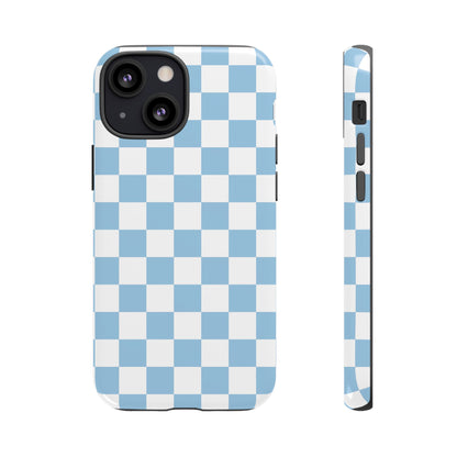 Blue Checkered Phone Case, Tough Phone Cover, Stylish Mobile Protector, Unique Gift for Him/Her, Trendy Accessories for Holidays