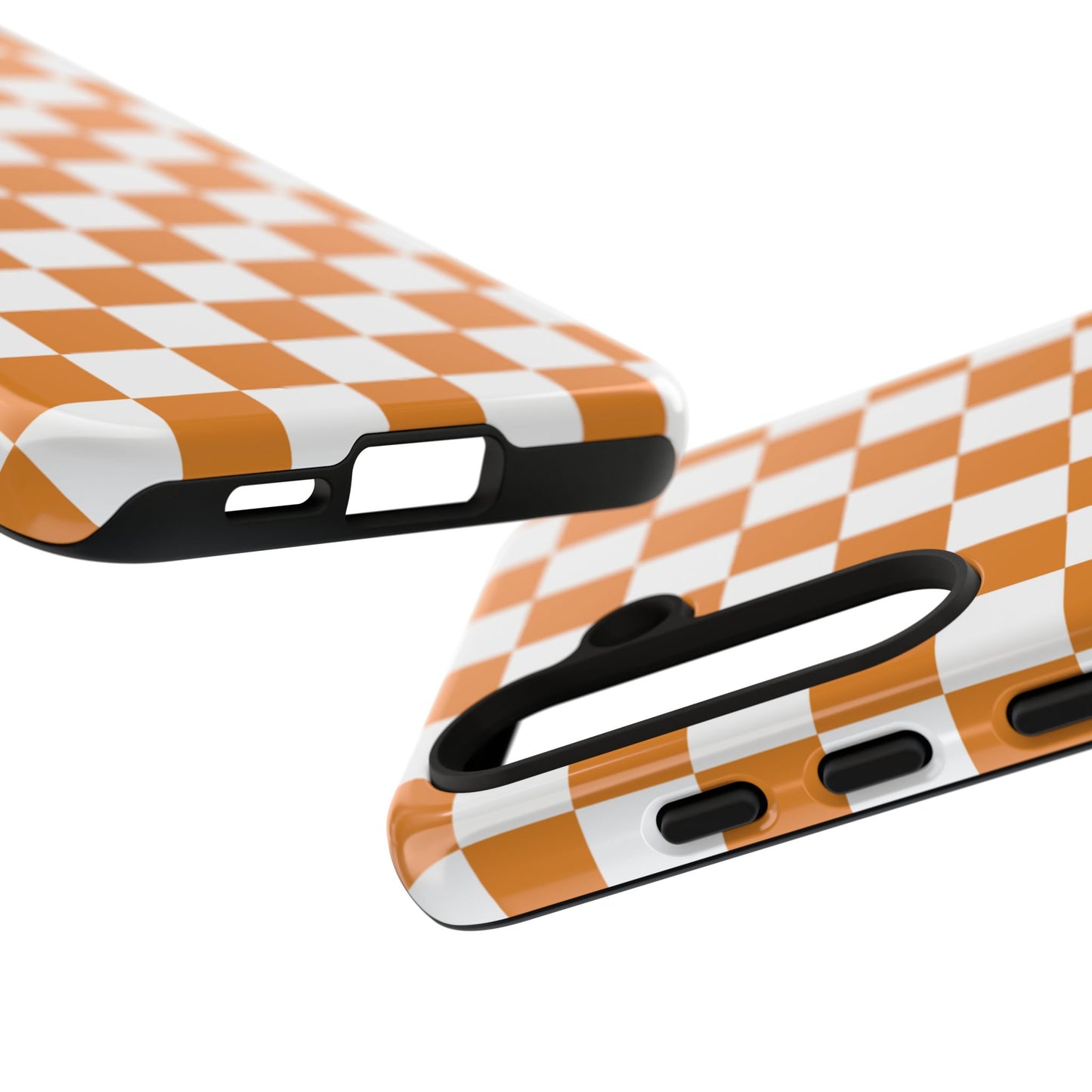 Orange Checkerboard Phone Case, Stylish Tough Cases for Protection, Gift for Friends, Trendy Cell Phone Accessories, Statement Tech Gear