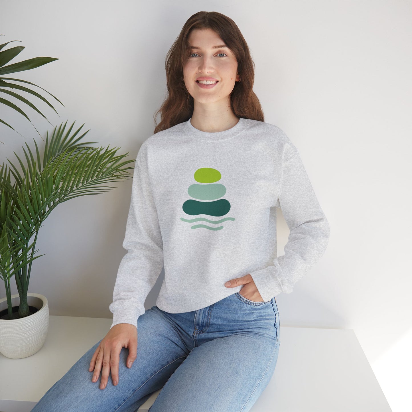 Serene Stones Unisex Crewneck Sweatshirt, Cozy Sweatshirt, Relaxation Apparel, Casual Wear, Mindfulness Gift