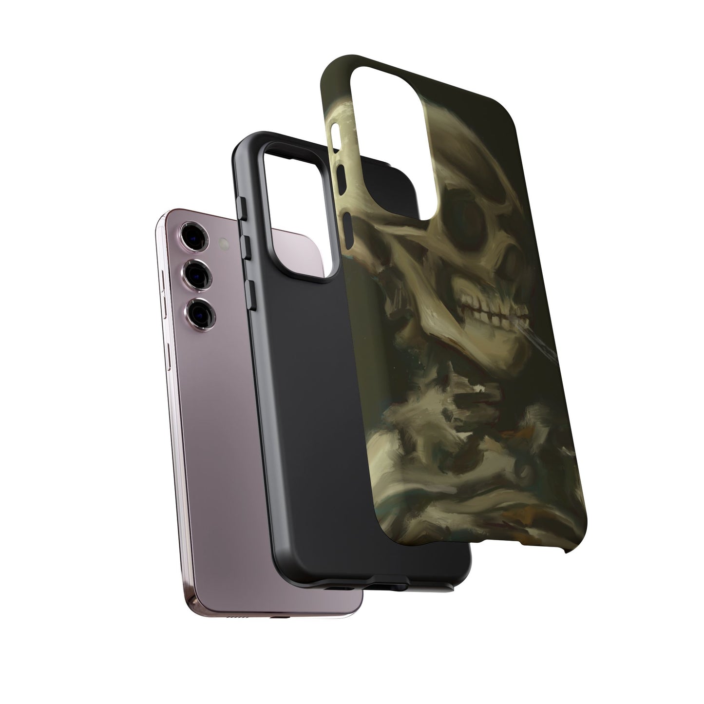 Skull Phone Case - Tough Cases, Macabre Style, Unique Accessories, Perfect for Halloween, Gothic Decor, Edgy Gift Idea | Van Gogh Reimagined, Abstract Twist on  Van Gogh's Skeleton with Burning Cigarette