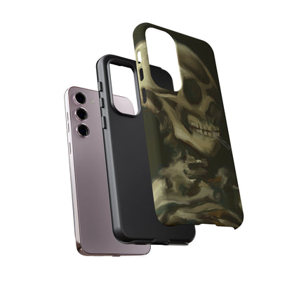 Skull Phone Case - Tough Cases, Macabre Style, Unique Accessories, Perfect for Halloween, Gothic Decor, Edgy Gift Idea | Van Gogh Reimagined, Abstract Twist on  Van Gogh's Skeleton with Burning Cigarette