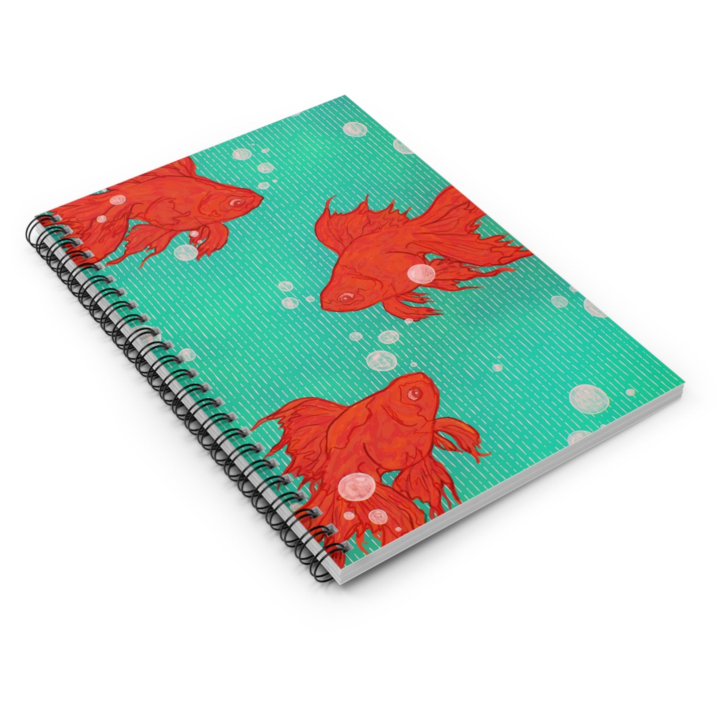 Colorful Fish Spiral Notebook - Perfect for Journaling, School Notes, Gift for Writers, Aqua Fish Design, Cute Stationery, Goldfish Art Journal