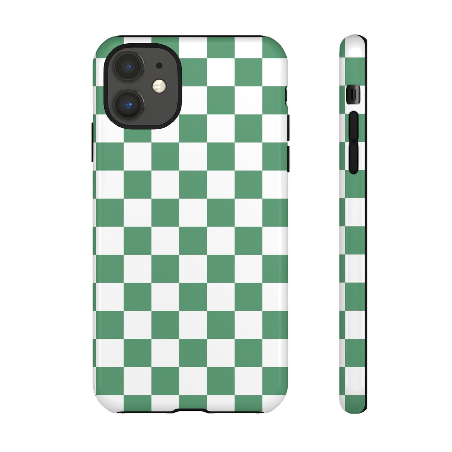 Stylish Phone Case - Green Checker Print, Trendy Phone Cover, Unique Gift, Modern Accessories, Eco-Friendly Case