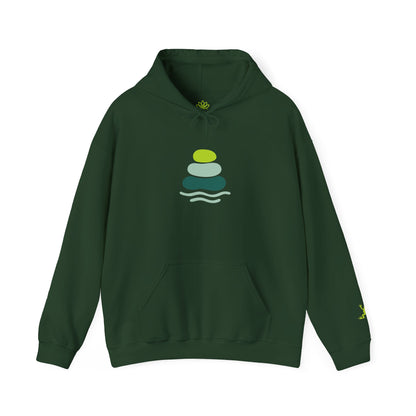 Serene Stacked Stones Hoodie, Unisex Sweatshirt for Mindfulness, Cozy Layer for Relaxation, Gift for Yoga Lovers, Perfect for Meditation