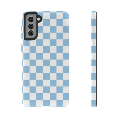 Blue Checkered Phone Case, Tough Phone Cover, Stylish Mobile Protector, Unique Gift for Him/Her, Trendy Accessories for Holidays