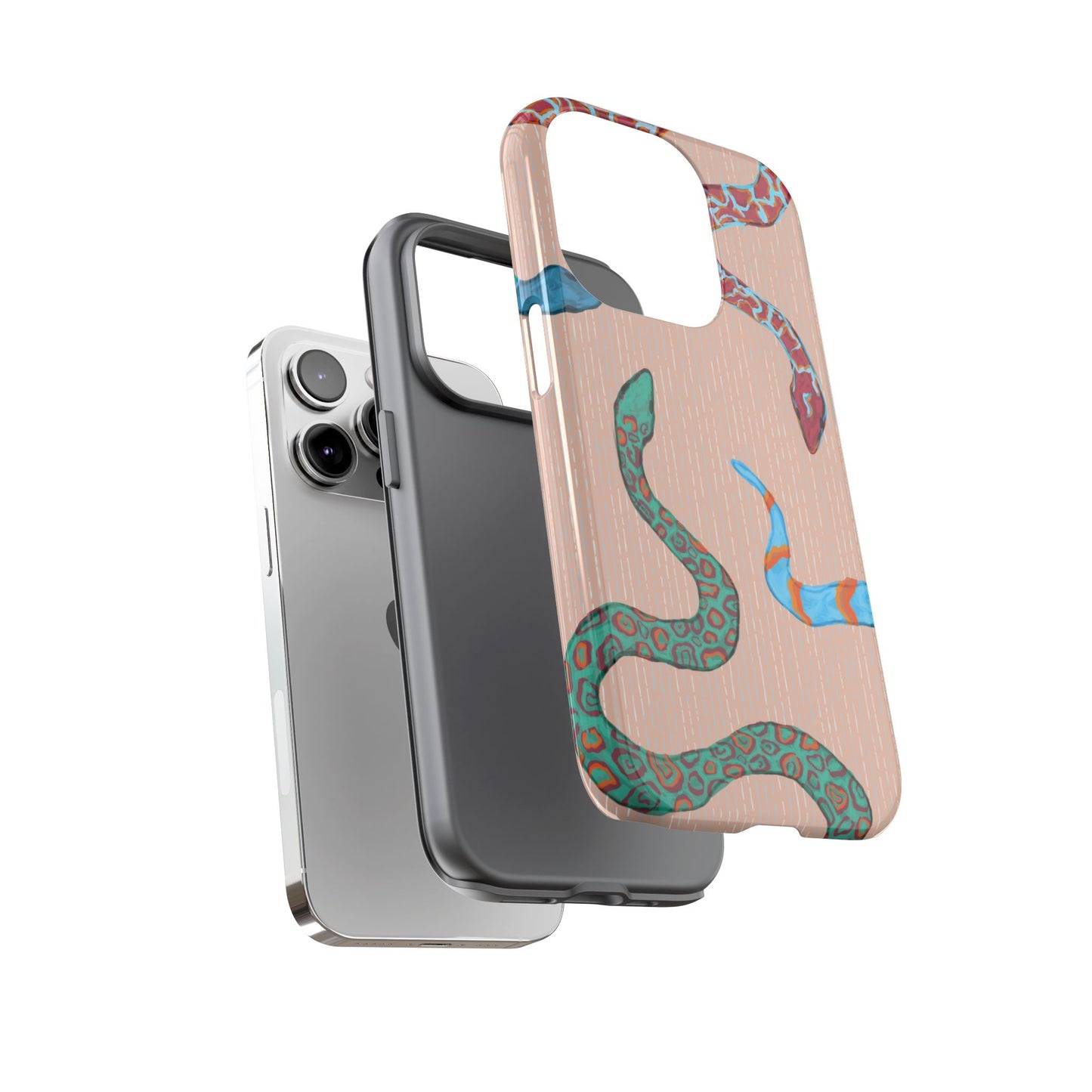 Colorful Snake Phone Case, Tough Phone Case, Unique Phone Cover, Animal Print Case, Gifts for Her, Trendy Accessories