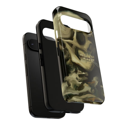 Skull Phone Case - Tough Cases, Macabre Style, Unique Accessories, Perfect for Halloween, Gothic Decor, Edgy Gift Idea | Van Gogh Reimagined, Abstract Twist on  Van Gogh's Skeleton with Burning Cigarette
