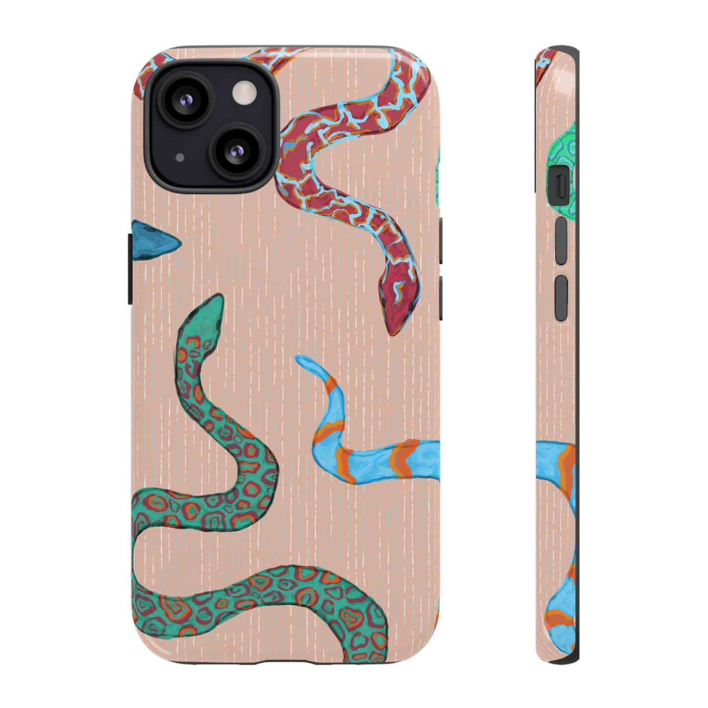 Colorful Snake Phone Case, Tough Phone Case, Unique Phone Cover, Animal Print Case, Gifts for Her, Trendy Accessories