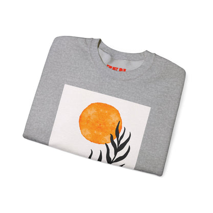 Bohemian Sun & Leaf Crewneck Sweatshirt, Cozy Unisex Sweatshirt, Nature-Inspired Apparel, Fall Fashion, Gift for Nature Lovers