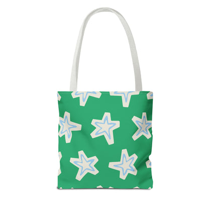Starry Green AOP Tote Bag | Stylish Grocery Tote, Eco-Friendly Bag, Beach Bag, Weekend Getaway, Custom Design