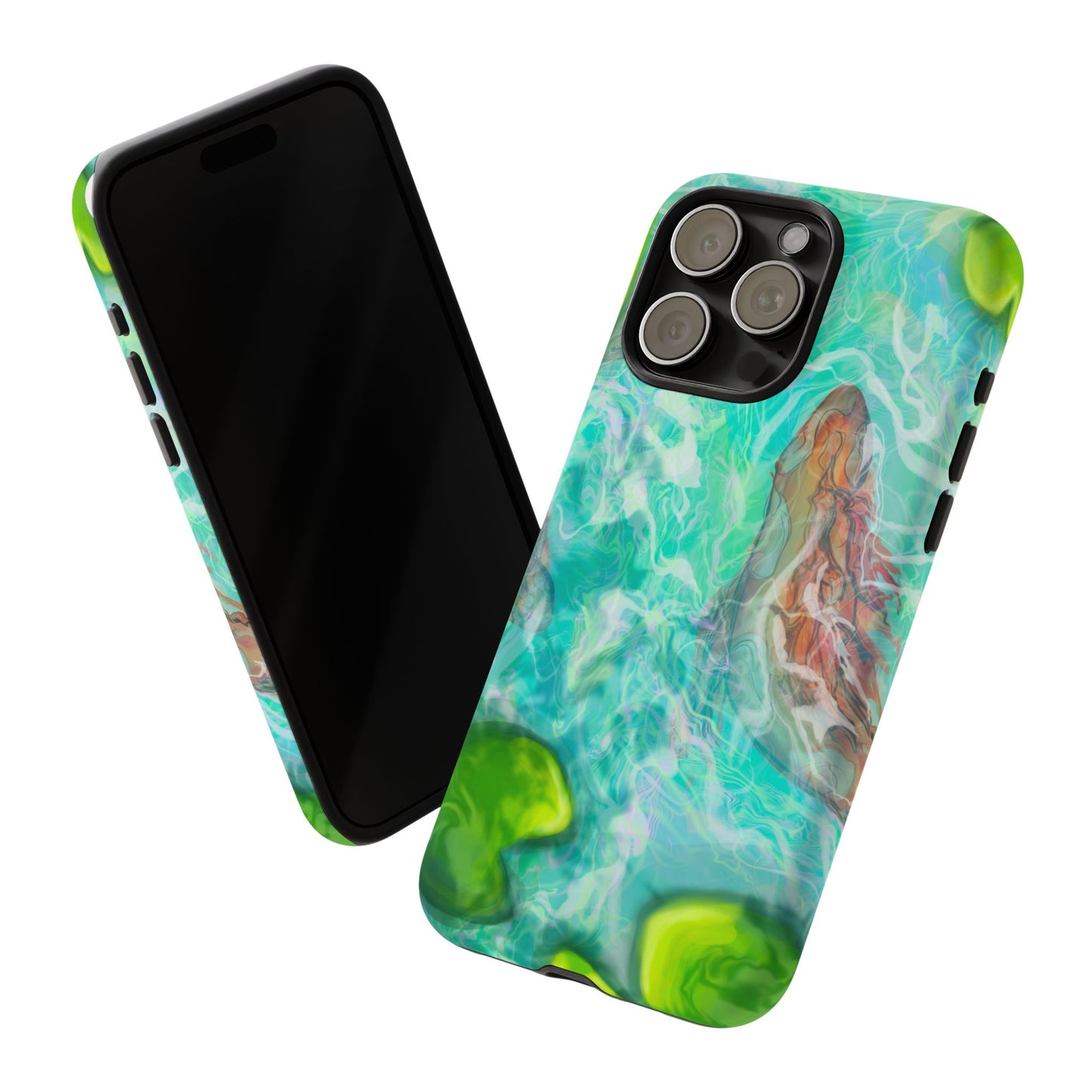 Watercolor Phone Case, Nature Lover Gift, Tough Phone Cover, Phone Accessory, Unique Design for Spring/Summer, Lily Pad, Fish Pond