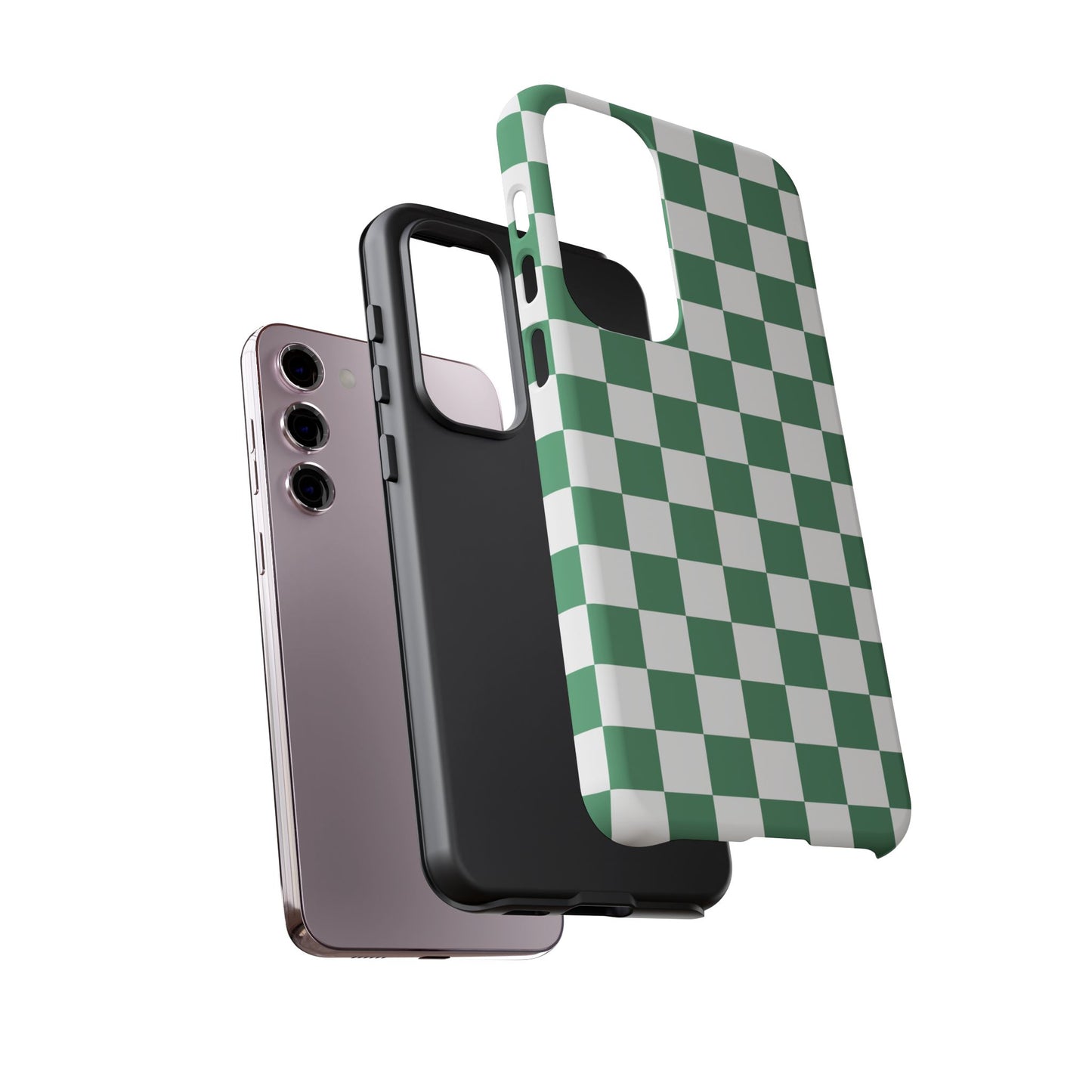 Stylish Phone Case - Green Checker Print, Trendy Phone Cover, Unique Gift, Modern Accessories, Eco-Friendly Case