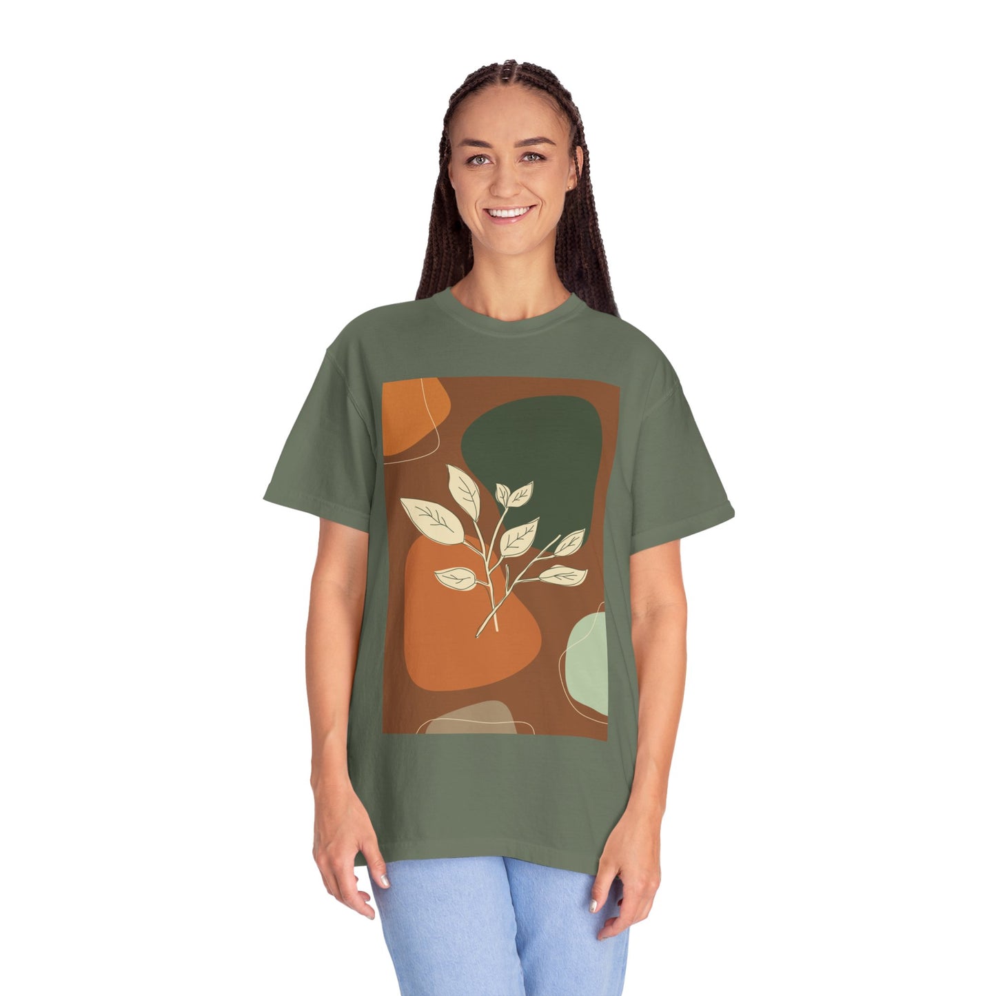 Boho Leafy T-Shirt, Unisex Short Sleeve Tee, Casual Wear, Earthy Aesthetic, Gifts for Nature Lovers, Comfortable Everyday Style