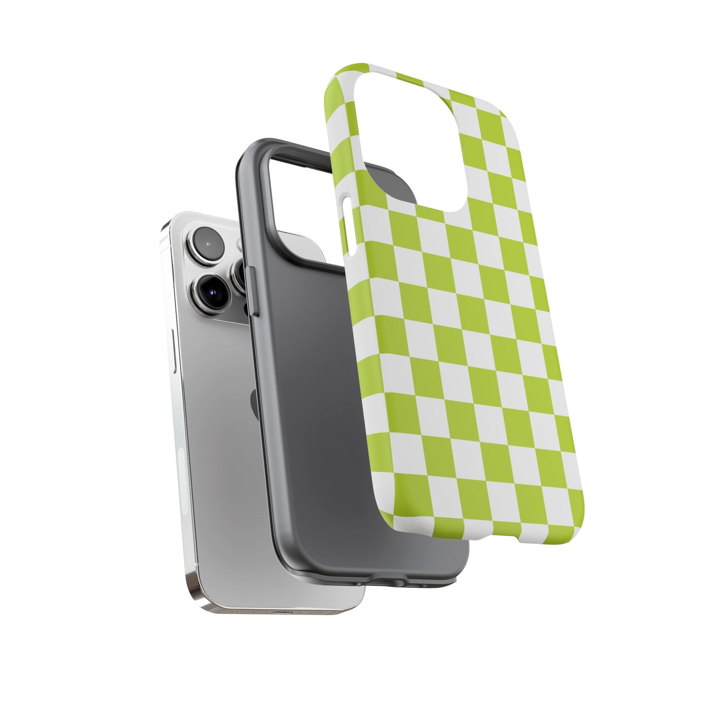 Lively Checker Pattern Phone Case | Tough Cases, Green Checkered Design, Unique Cell Phone Cover, Trendy Accessory, Gift Idea