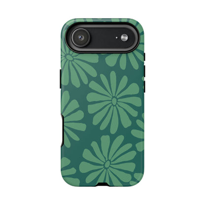 Stylish iPhone Case, Floral Phone Cover, Tough Phone Cases, Green Daisy Design, Unique Gift for Her, Spring Accessories