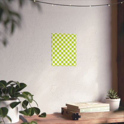 Green Checkerboard Wall Art Prints, Modern Home Decor, Minimalist Room Styling, Artistic Gifts for Any Occasion, Chic Decorative Posters