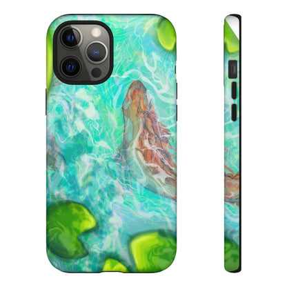 Watercolor Phone Case, Nature Lover Gift, Tough Phone Cover, Phone Accessory, Unique Design for Spring/Summer, Lily Pad, Fish Pond