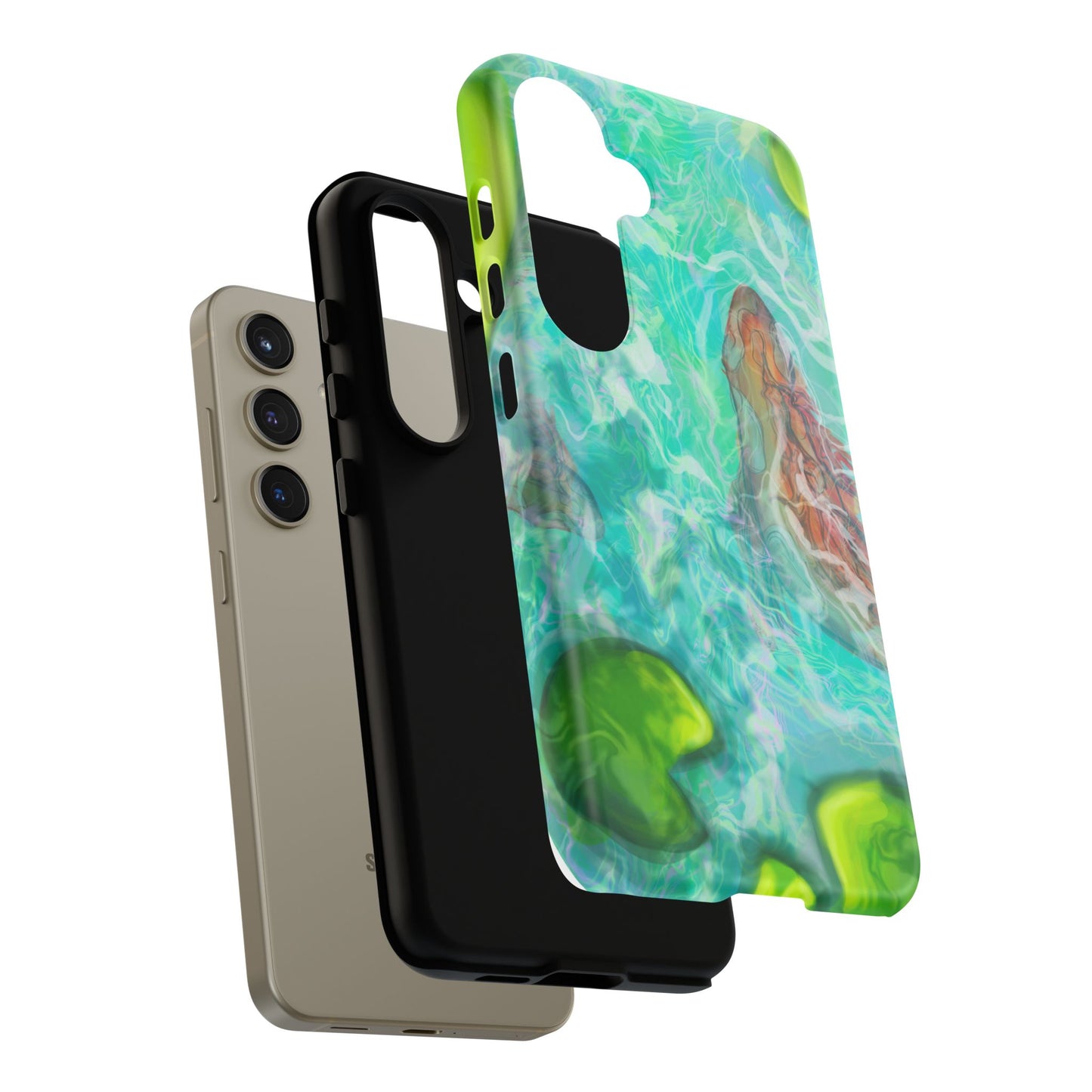 Watercolor Phone Case, Nature Lover Gift, Tough Phone Cover, Phone Accessory, Unique Design for Spring/Summer, Lily Pad, Fish Pond