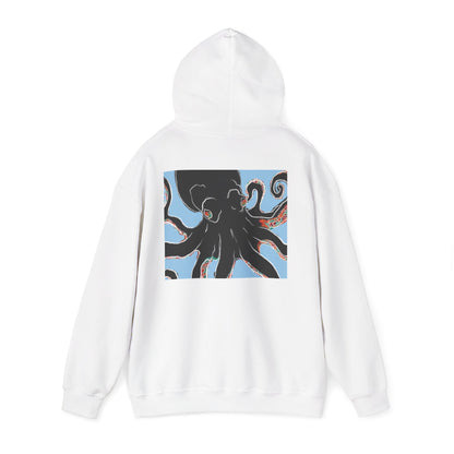 Zen Frog Octopus Unisex Heavy Blend Hooded Sweatshirt, Cozy Graphic Hoodie, Gift for Ocean Lovers, Unique Casual Wear, Relaxed Style