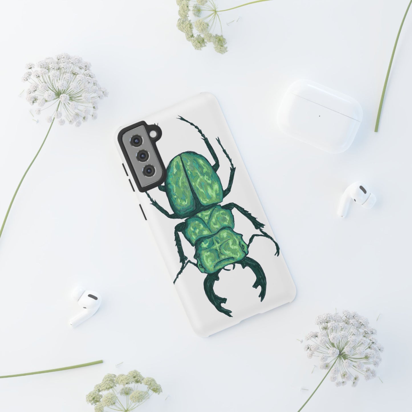 Green Beetle Phone Case - Tough Cases, Insect Lover Gift, Nature Lover Accessory, Unique Phone Cover, Eco-Friendly Design