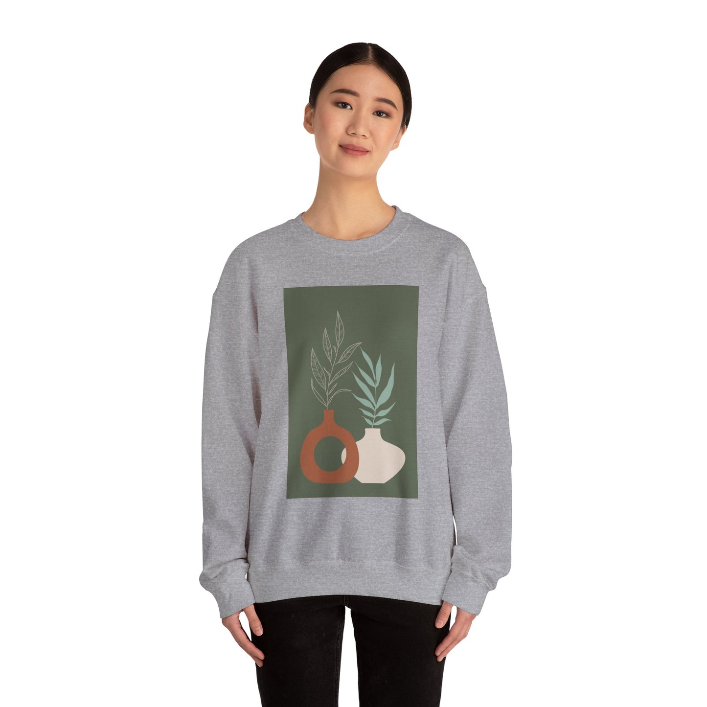 Botanical Minimalist Crewneck Sweatshirt, Cozy Unisex Pullover, Nature-Inspired Gift, Fall Fashion, Comfortable Layering Piece