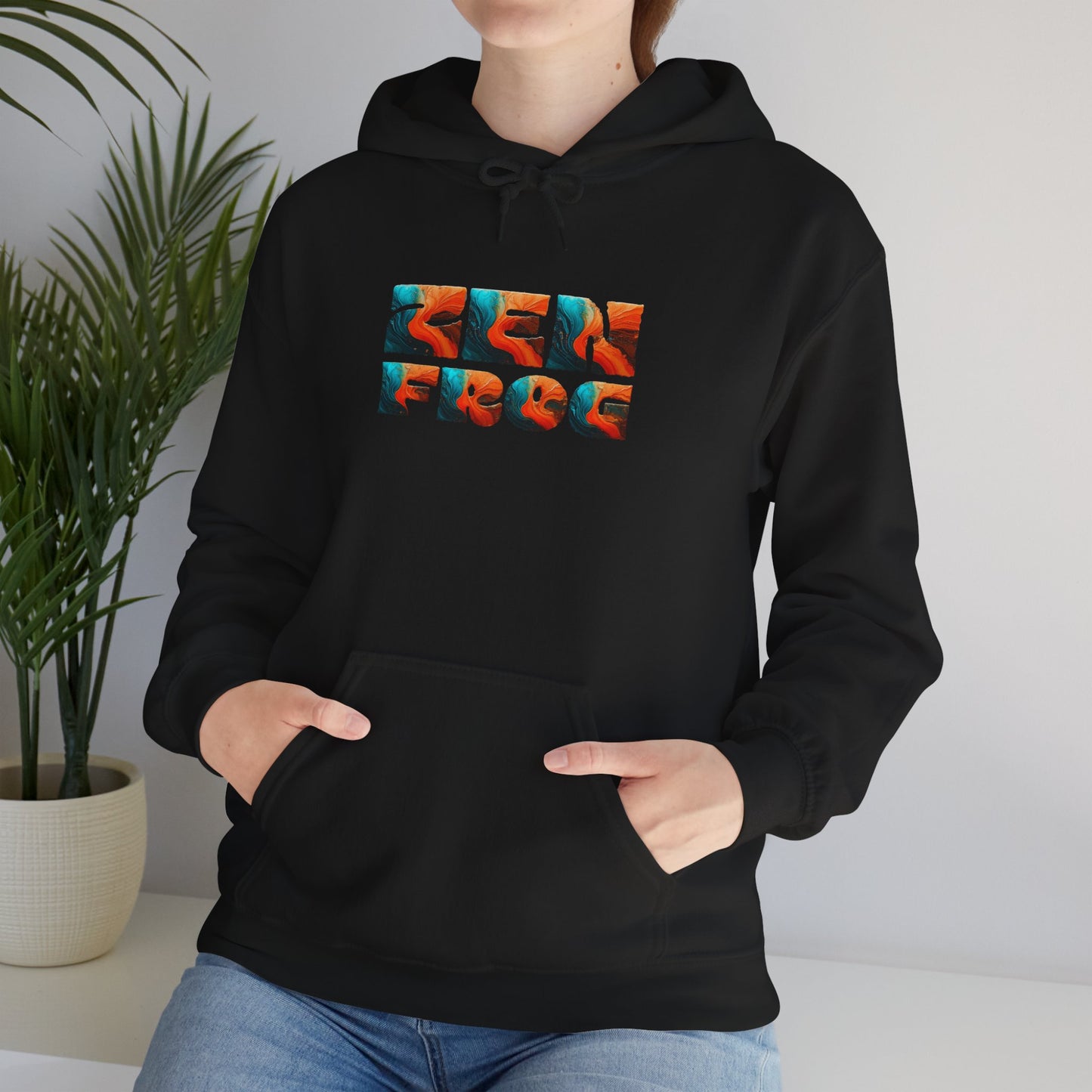 Zen Frog & Moon Unisex Hoodie, Cozy Sweatshirt for Relaxation, Gifts for Nature Lovers, Festival Wear, Everyday Comfort