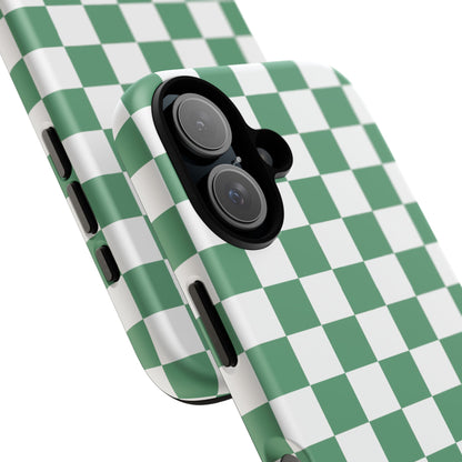 Stylish Phone Case - Green Checker Print, Trendy Phone Cover, Unique Gift, Modern Accessories, Eco-Friendly Case