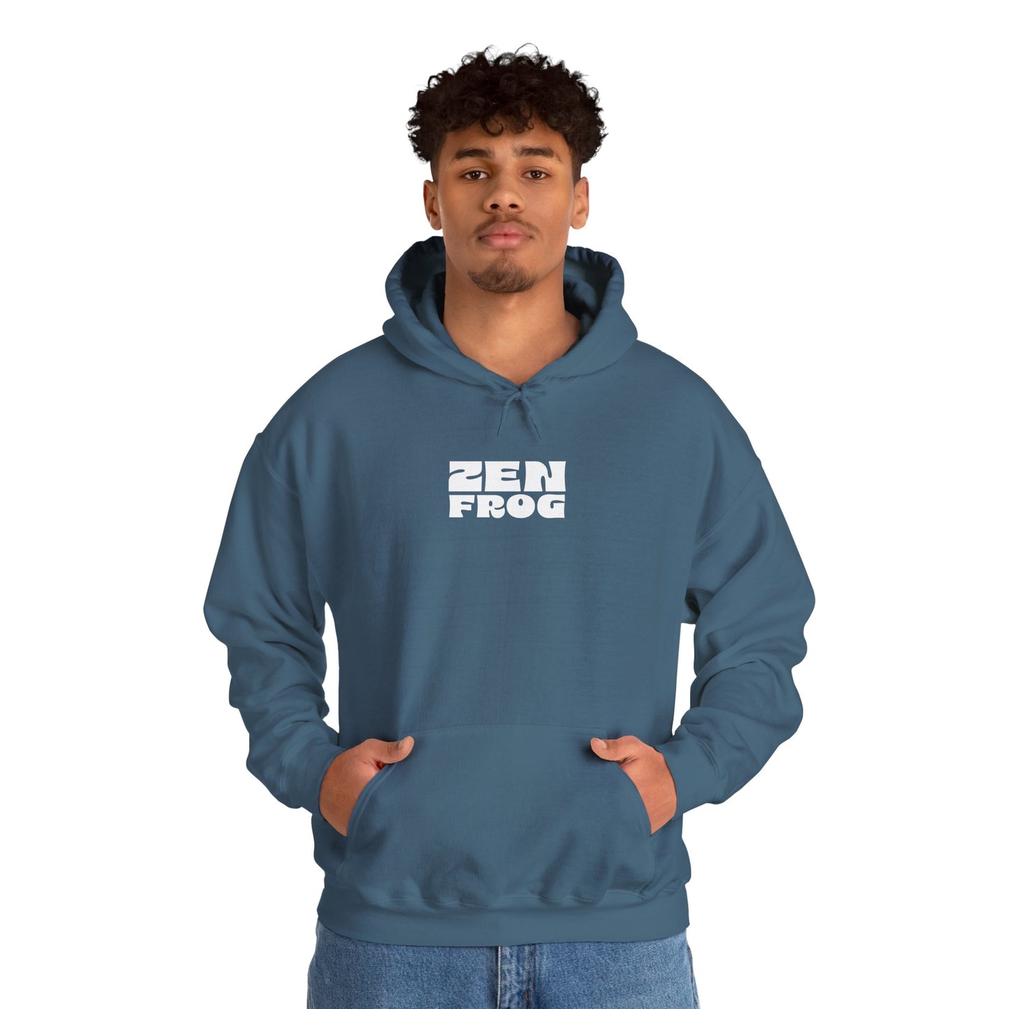 Zen Frog Octopus Unisex Heavy Blend Hooded Sweatshirt, Cozy Graphic Hoodie, Gift for Ocean Lovers, Unique Casual Wear, Relaxed Style