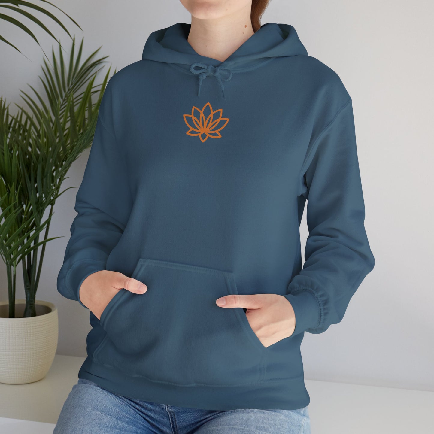 Serene Adventure Hoodie with Lotus Design, Eco-Friendly Sweatshirt for Outdoors, Yoga, Surfing, Beach Days, Mindfulness, Gift for Her, Gift for Him, Kayak Sweatshirt, Outdoor Designs