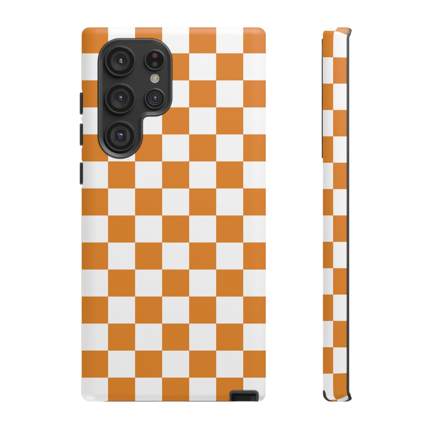 Orange Checkerboard Phone Case, Stylish Tough Cases for Protection, Gift for Friends, Trendy Cell Phone Accessories, Statement Tech Gear