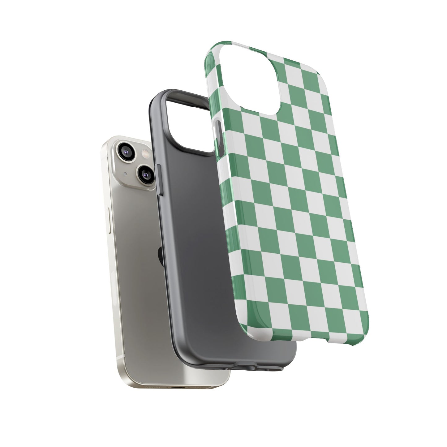 Stylish Phone Case - Green Checker Print, Trendy Phone Cover, Unique Gift, Modern Accessories, Eco-Friendly Case