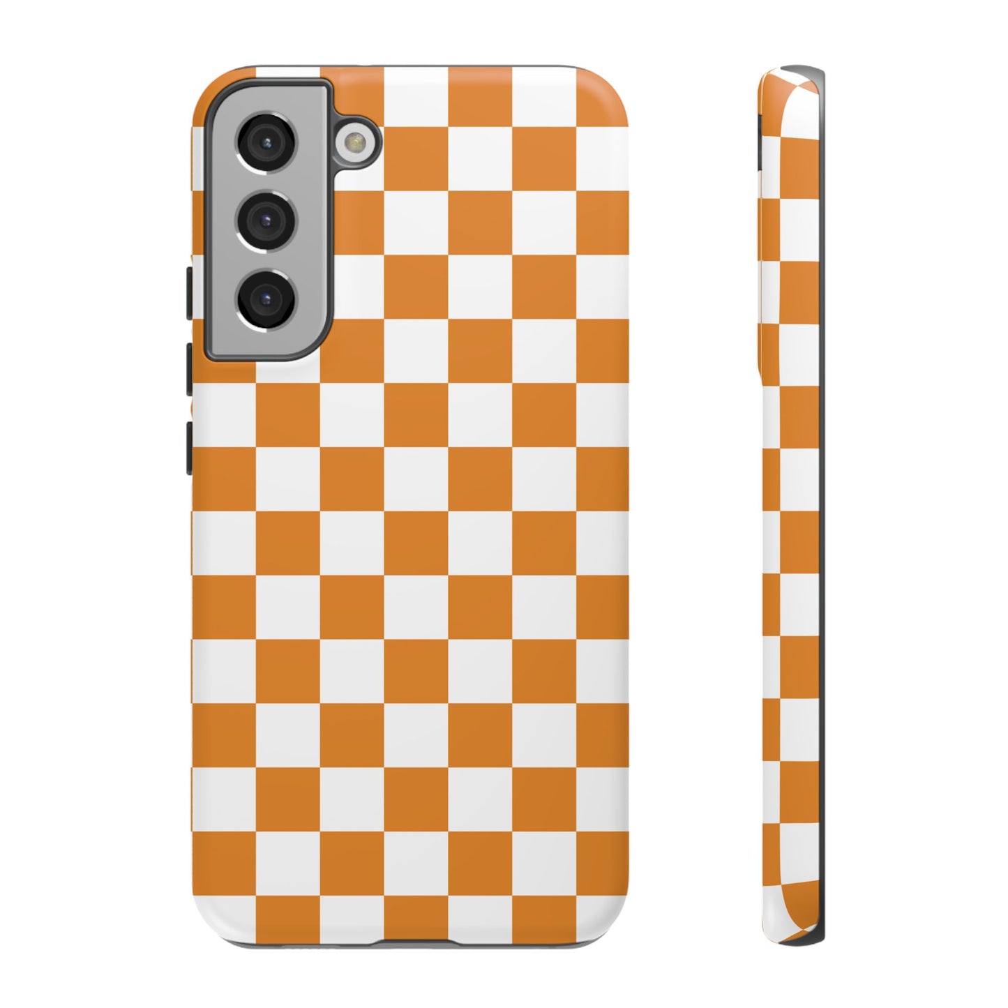 Orange Checkerboard Phone Case, Stylish Tough Cases for Protection, Gift for Friends, Trendy Cell Phone Accessories, Statement Tech Gear