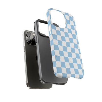 Blue Checkered Phone Case, Tough Phone Cover, Stylish Mobile Protector, Unique Gift for Him/Her, Trendy Accessories for Holidays