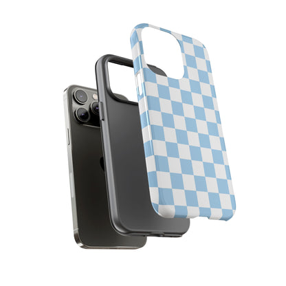 Blue Checkered Phone Case, Tough Phone Cover, Stylish Mobile Protector, Unique Gift for Him/Her, Trendy Accessories for Holidays