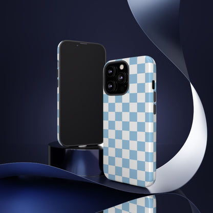 Blue Checkered Phone Case, Tough Phone Cover, Stylish Mobile Protector, Unique Gift for Him/Her, Trendy Accessories for Holidays
