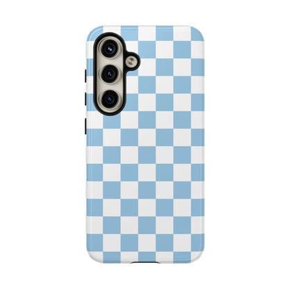 Blue Checkered Phone Case, Tough Phone Cover, Stylish Mobile Protector, Unique Gift for Him/Her, Trendy Accessories for Holidays