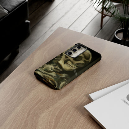 Skull Phone Case - Tough Cases, Macabre Style, Unique Accessories, Perfect for Halloween, Gothic Decor, Edgy Gift Idea | Van Gogh Reimagined, Abstract Twist on  Van Gogh's Skeleton with Burning Cigarette