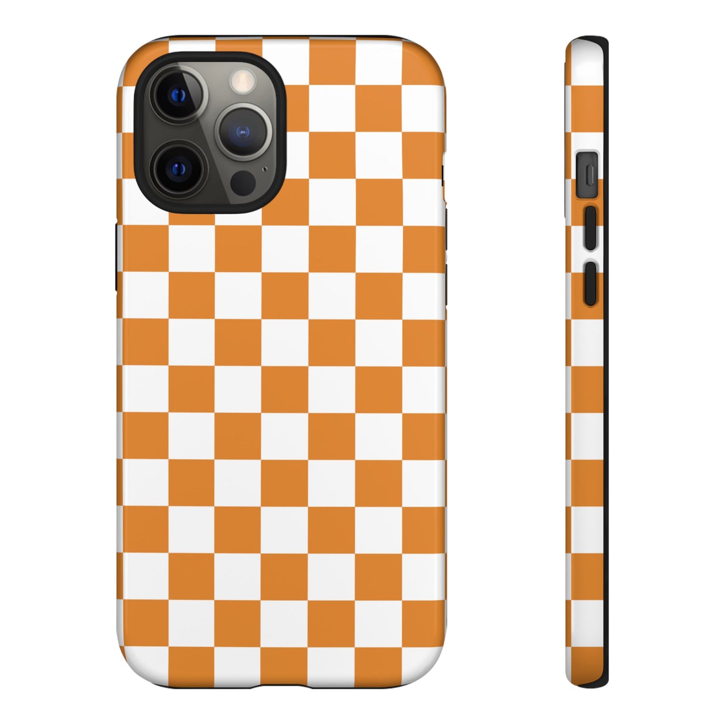 Orange Checkerboard Phone Case, Stylish Tough Cases for Protection, Gift for Friends, Trendy Cell Phone Accessories, Statement Tech Gear