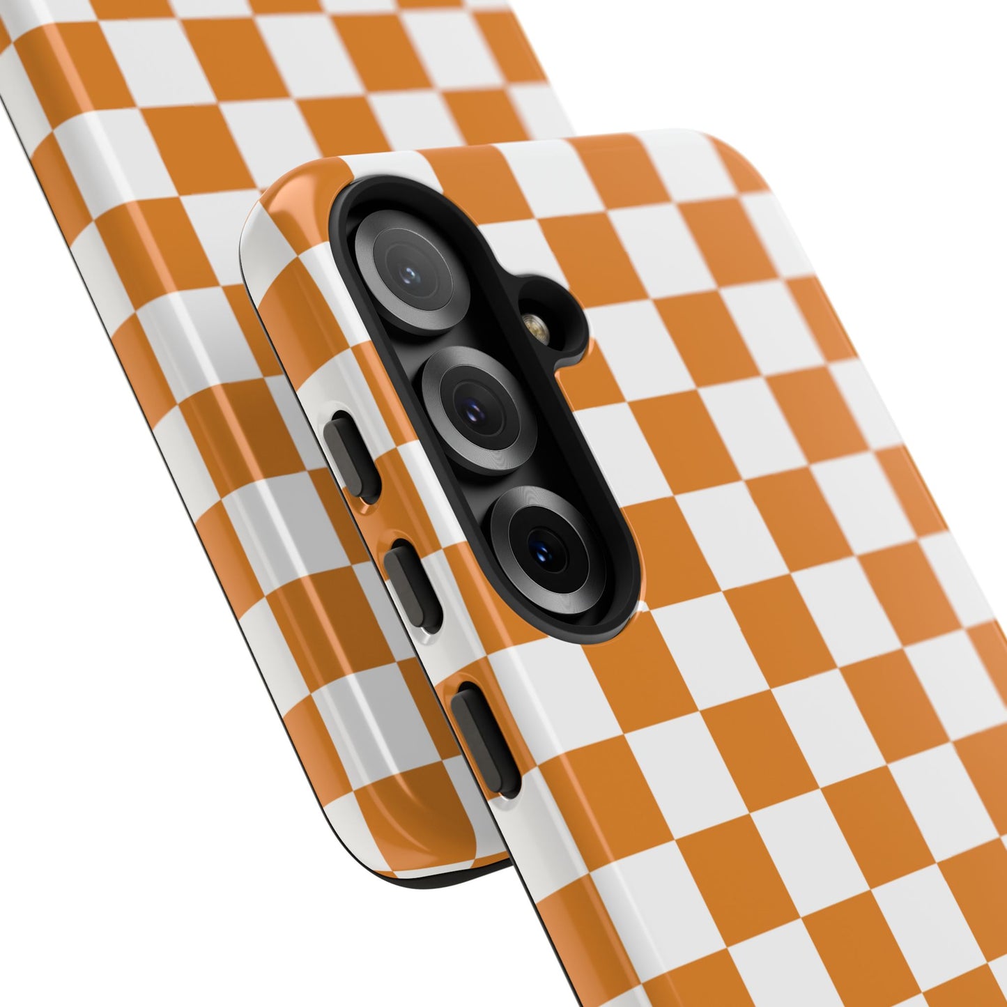 Orange Checkerboard Phone Case, Stylish Tough Cases for Protection, Gift for Friends, Trendy Cell Phone Accessories, Statement Tech Gear