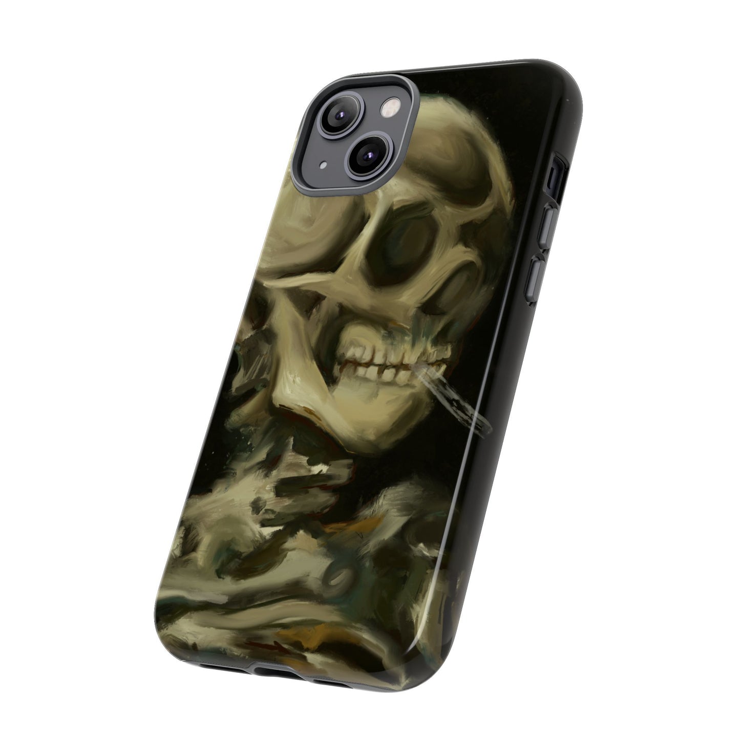 Skull Phone Case - Tough Cases, Macabre Style, Unique Accessories, Perfect for Halloween, Gothic Decor, Edgy Gift Idea | Van Gogh Reimagined, Abstract Twist on  Van Gogh's Skeleton with Burning Cigarette