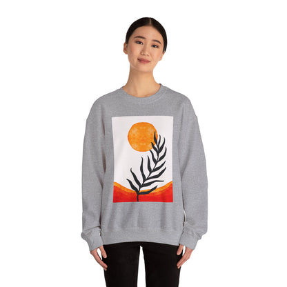 Bohemian Sun & Leaf Crewneck Sweatshirt, Cozy Unisex Sweatshirt, Nature-Inspired Apparel, Fall Fashion, Gift for Nature Lovers
