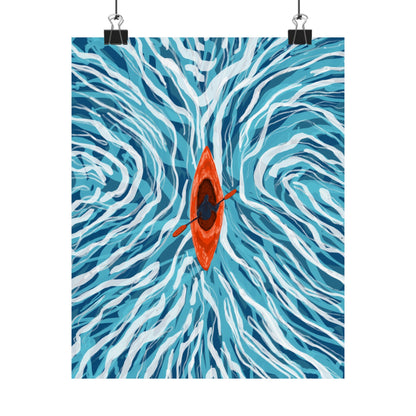 Vibrant Kayaking Poster Print, Adventure Wall Art, Calm Waters Decor, Gift for Outdoor Lovers, Home Office Accent
