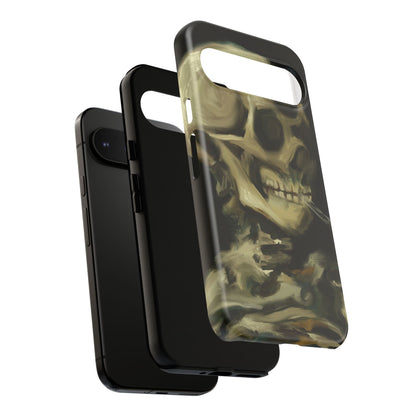 Skull Phone Case - Tough Cases, Macabre Style, Unique Accessories, Perfect for Halloween, Gothic Decor, Edgy Gift Idea | Van Gogh Reimagined, Abstract Twist on  Van Gogh's Skeleton with Burning Cigarette