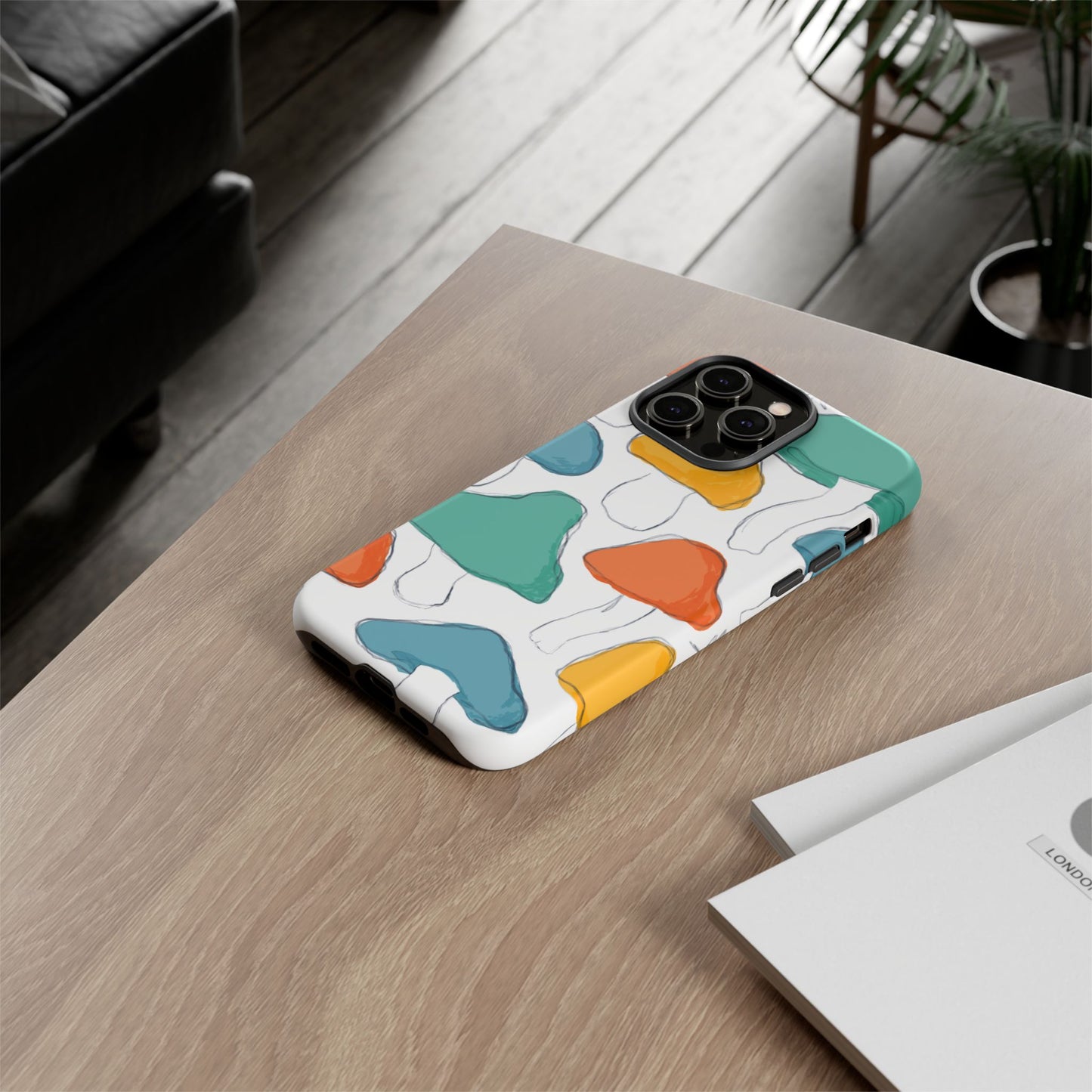 Mushroom Phone Case with Colorful Design, Tough Cases, Floral Tech Accessories, Gift for Nature Lovers, Trending Phone Cover